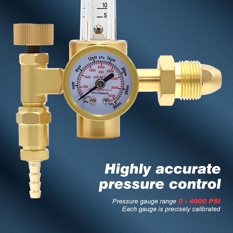 WeldingStop Argon/CO2 MIG TIG Gas Regulator Flow Meter Gauge Welding Weld with 6.5ft Gas Hose - Image 3